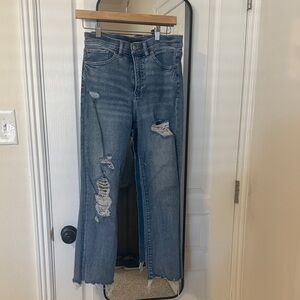 Express Distressed Wide-Leg Jeans - Blue